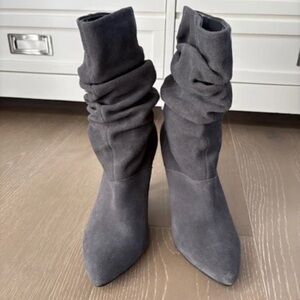 Kelly & Katie Dark Gray Suede Slouch Boots